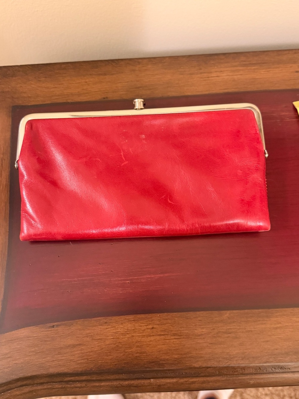 HOBO Red Leather Frame Wristlet Clutch